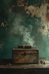 Smoke and serenity: timeless allure of cigars, unveils a tapestry of flavors, savor the rich, smoldering journey within the artfully rolled embrace of aged tobacco leaves - obrazy, fototapety, plakaty