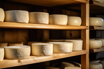 Rustic Refinement: Wooden Shelves Cradle Matured Cow Cheese