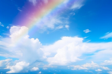 Fototapeta na wymiar A Tranquil Spectrum: Rainbow Amidst Clouds