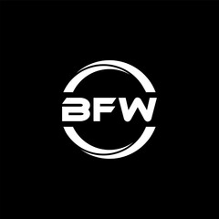 BFW letter logo design with black background in illustrator, cube logo, vector logo, modern alphabet font overlap style. calligraphy designs for logo, Poster, Invitation, etc.