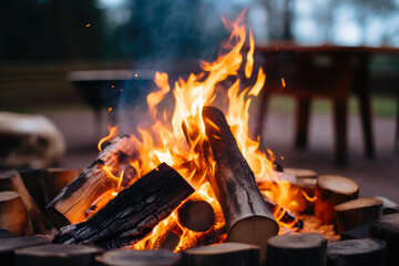 Dancing Flames: Logs Burning with Intensity