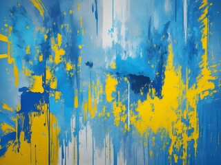 blue and yellow color paint brush art in background | blue and yellow abstract modern background for design, light color, sweet color, design color background