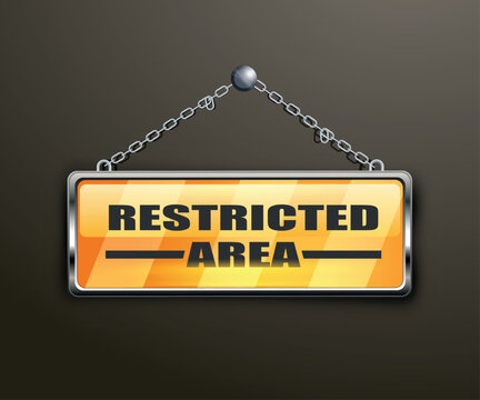 vector yellow sign restricted area isolated on white background