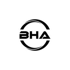 BHA letter logo design with white background in illustrator, cube logo, vector logo, modern alphabet font overlap style. calligraphy designs for logo, Poster, Invitation, etc.