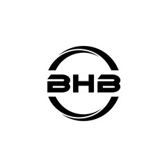 BHB letter logo design with white background in illustrator, cube logo, vector logo, modern alphabet font overlap style. calligraphy designs for logo, Poster, Invitation, etc.