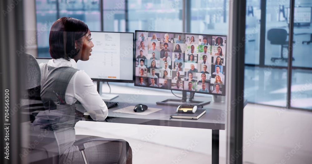 Poster Watching Multiple Office Computer Monitors - eLearning