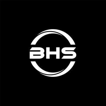 BHS letter logo design with black background in illustrator, cube logo, vector logo, modern alphabet font overlap style. calligraphy designs for logo, Poster, Invitation, etc.