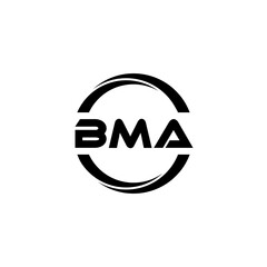 BMA letter logo design with white background in illustrator, cube logo, vector logo, modern alphabet font overlap style. calligraphy designs for logo, Poster, Invitation, etc.