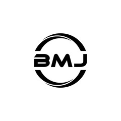 BMJ letter logo design with white background in illustrator, cube logo, vector logo, modern alphabet font overlap style. calligraphy designs for logo, Poster, Invitation, etc.