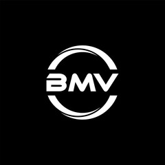 BMV letter logo design with black background in illustrator, cube logo, vector logo, modern alphabet font overlap style. calligraphy designs for logo, Poster, Invitation, etc.