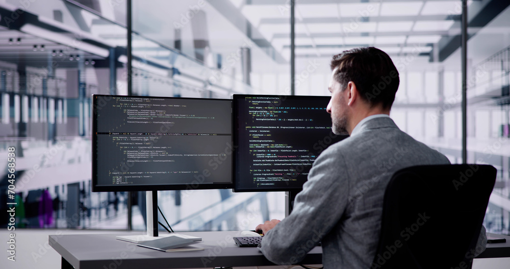 Poster Web Developer Coding On Computer