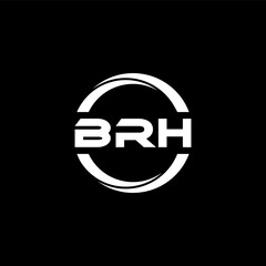 BRH letter logo design with black background in illustrator, cube logo, vector logo, modern alphabet font overlap style. calligraphy designs for logo, Poster, Invitation, etc.