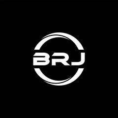 BRJ letter logo design with black background in illustrator, cube logo, vector logo, modern alphabet font overlap style. calligraphy designs for logo, Poster, Invitation, etc.