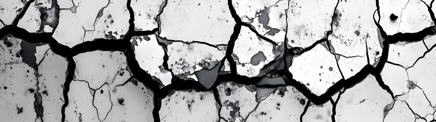 Fototapeta premium A solitary tree emerges from a monochromatic abstract landscape, its gnarled branches reaching out towards the cracked surface, symbolizing resilience and beauty in the face of adversity