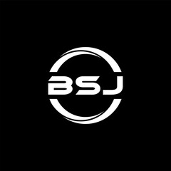BSJ letter logo design with black background in illustrator, cube logo, vector logo, modern alphabet font overlap style. calligraphy designs for logo, Poster, Invitation, etc.