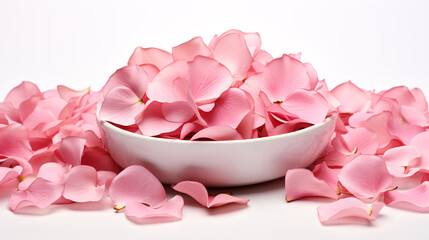 Dried pink rose-petals on a pale backdrop.