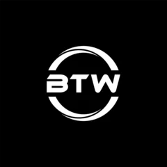 Fotobehang BTW letter logo design with black background in illustrator, cube logo, vector logo, modern alphabet font overlap style. calligraphy designs for logo, Poster, Invitation, etc. © Mamunur