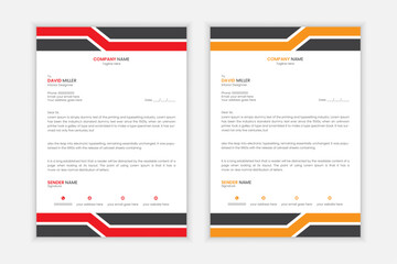 Creative and Modern Letterhead Design, Vector Graphic Design, A4 Size, Red and Yellow