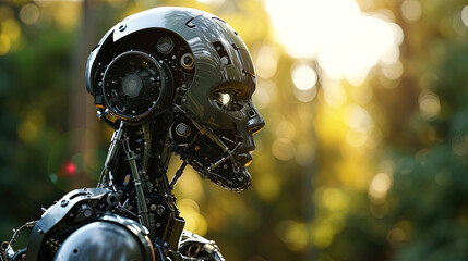 The photogenic face of the robot, with heat sensors and an elegant metal trim that creates the imp