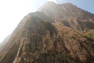 On the river of the Sumidero Canyon/Canon del Sumidero looking up on its extremely high cliffs, Chiapas, Mexico