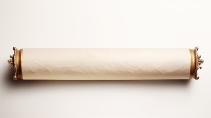 Blank Canvas of History: Elevate your designs with an old paper scroll, isolated on a white background.