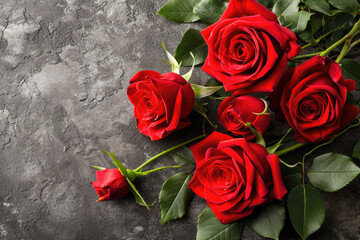 Roses on a beautiful grey background for Valentine's Day