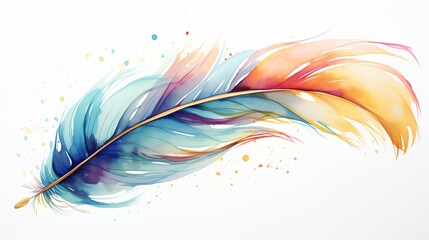 a colorful feather on a white background