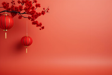 Chinese new year lanterns with copy space for festive decoration