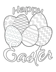Cute Easter egg easy colouring page for kids