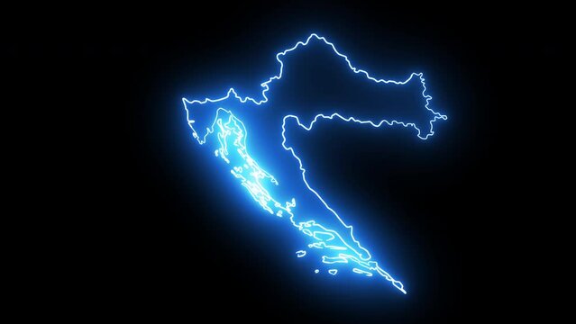 Animated Croatia map icon with a glowing neon effect