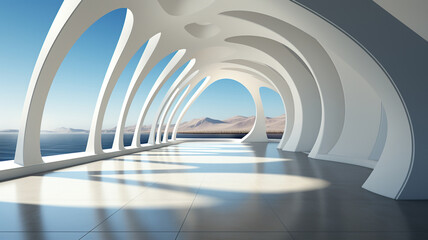 Futuristic architecture with fluid design, organic shapes and curved lines, AI Generated content
