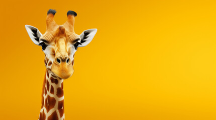 Obraz premium giraffe on a yellow background.Generative AI