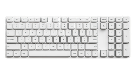 White computer keyboard isolated transparent background - Powered by Adobe