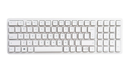 White computer keyboard isolated transparent background - obrazy, fototapety, plakaty