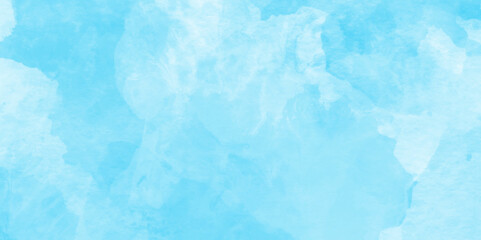 Aquarelle texture of painted sky blue watercolor, Hand painted blue watercolor paper texture, Artistic blue watercolor splash, blue marble background isolated on white paper.