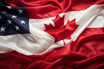 American and Canadian flags - obrazy, fototapety, plakaty