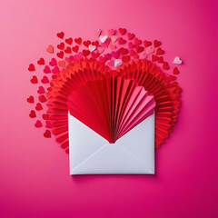 Unveiling Affection: Colorful Hearts Bursting from Artistic Envelope Creation