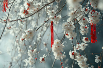 Martisor symbols adorning nature with the beauty of spring blooms