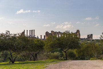 Fototapeta na wymiar Volubilis, Morocco - touristic attraction and a Roman archaeological site situated near Meknes.