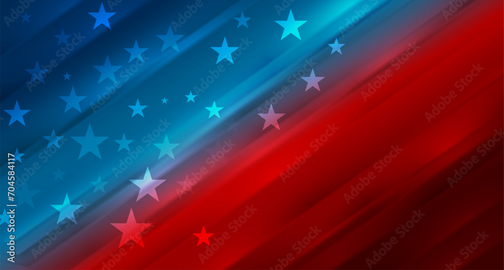 Aufkleber blue and red concept smooth usa flag abstract vector background with stars and stripes