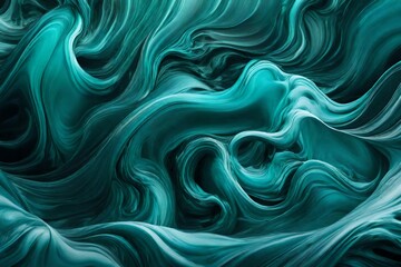 Turquoise Tempest - Turquoise tempest of abstract liquids, capturing the essence of a storm in motion. - obrazy, fototapety, plakaty