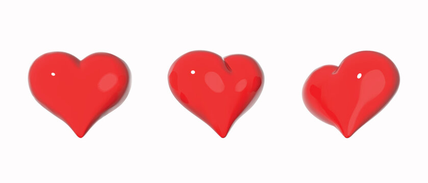 heart 3d illustration set. red heart vector set