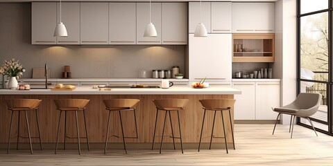 Fototapeta na wymiar a modern kitchen with a cozy atmosphere.