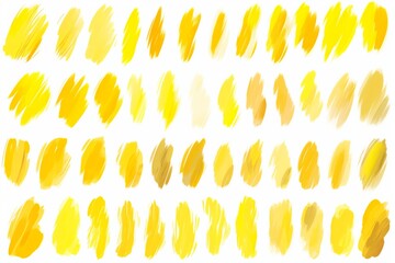 This collection showcases a bright and cheerful set of yellow marker strokes with varying shades, ranging from lemon to golden