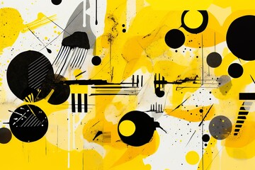 This collection showcases a bright and cheerful set of yellow marker strokes with varying shades, ranging from lemon to golden - obrazy, fototapety, plakaty