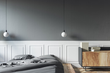 Modern bedroom interior. Hotel designs concept. 3D Rendering.