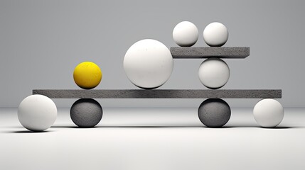 Abstract composition of circular elements. Dynamic scene of collision of various objects.