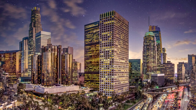 Los Angeles downtown sunset