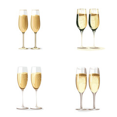set of champagne icons