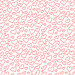 Scribble hearts pattern. Vector seamless background for Saint Valentines day, wedding, date. Cute hand drawn heart repeat illustration. Doodle love symbols print